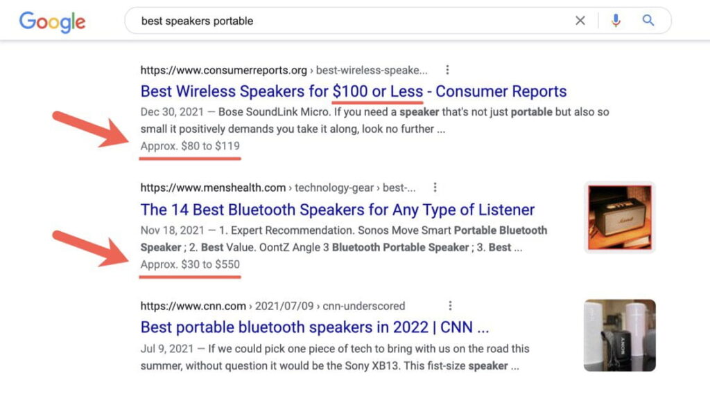 example of google result page after adding schema