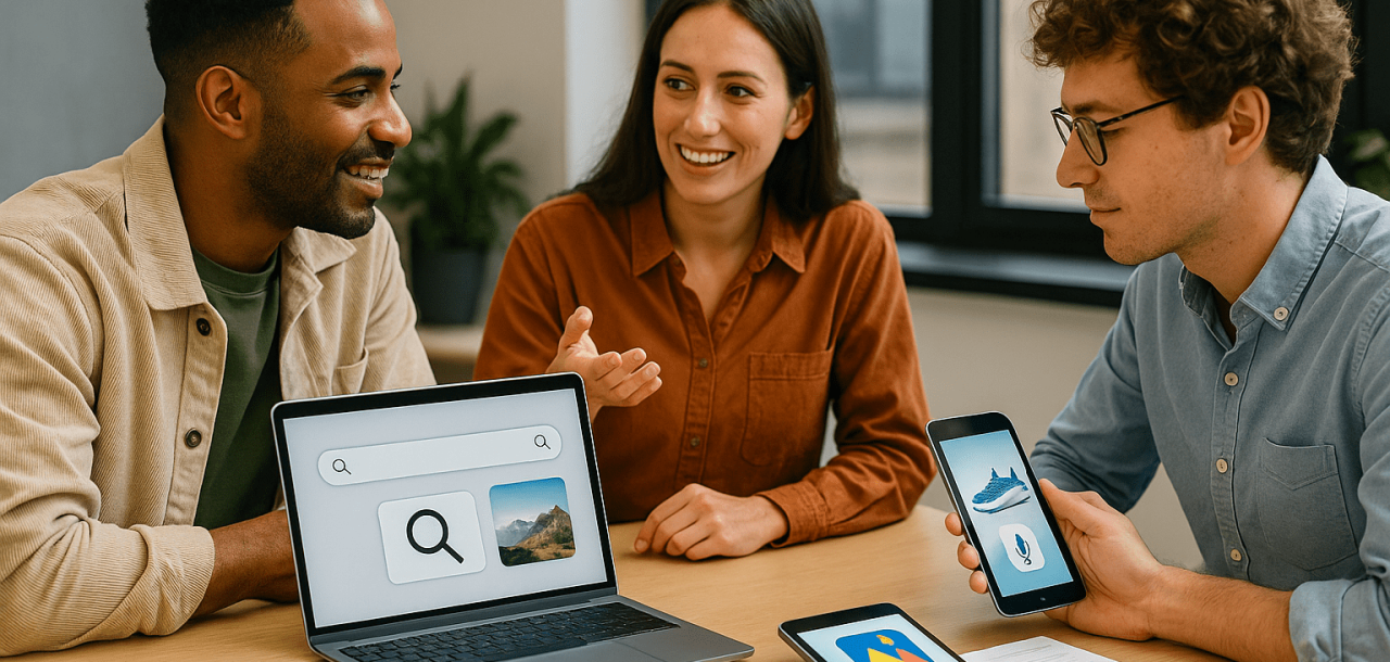 seo team working on optimizing images and voice search