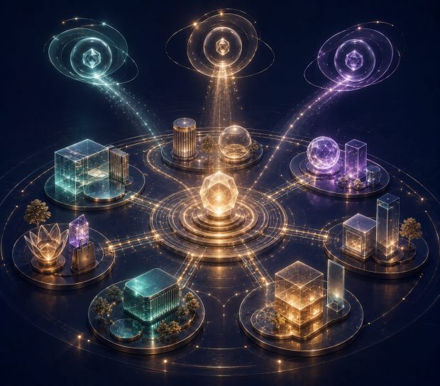 Editorial illustration showing how trusted business information, product details, service data, and local relevance help AI platforms confidently recommend businesses and products during local and commerce-related searches.