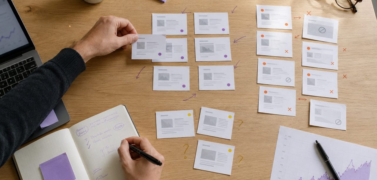 SEO team categorising important, excluded and questionable website pages during an indexation review