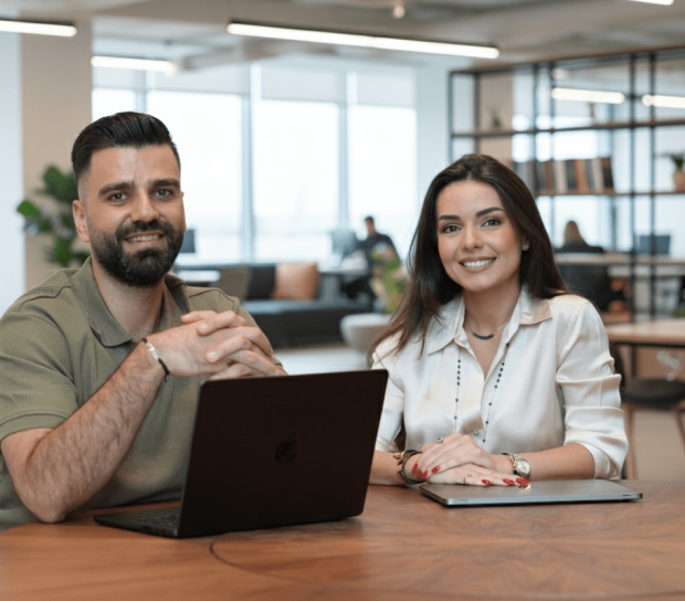 basma abou assaf and ammar badr co-founders of wetaktik at the office